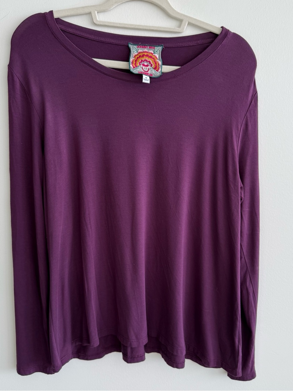 Johnny Was Long Sleeve Scoop Neck Top - Plum